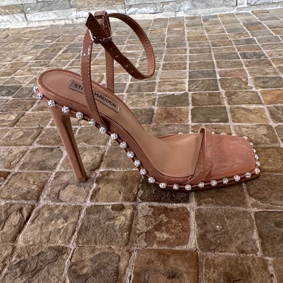 Steve Madden Nude Strappy Heels with Sparkling Accents - Picture 4 of 7